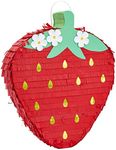 Sparkle and Bash Strawberry Pinata - Fruit Themed Summer Birthday Party Decorations - Pinata Strawberry Designed - Strawberry Themed Pinata for birthday and Party Events (Small, 16.5 x 13 x 3 in)