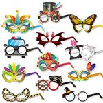 DPKOW Novelty Party Paper Glasses Carnival Halloween Eyeglasses Eyewear Pirate Clown Devil Eye Masks Masquerade, 24pcs