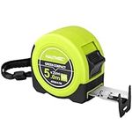 HAUTMEC Heavy Duty Green Compact Tape Measure 5m x 25mm Metric and Inch, Rigid Double Sides Tape for Construction, Carpenter, Professionals HT0314