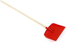 EarlyGrow MPL50050/R Large 1.25m Heavy Duty Plastic Shovel/Scoop with 28mm Diameter Wooden Shaft for Mucking out, Snow, Waste, Debris, Leaves and More - Red