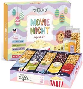 Easter Basket Stuffers Movie Night Popcorn Gift Set, Gourmet Popcorn Kernels and Popcorn Seasoning Variety Pack, 3 Color Kernels and 5 Popcorn Flavorings, Non-GMO, Gluten Free Popcorn Gifts, 10 Pack