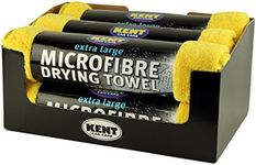 Kent Q6100AZ Car Care Microfibre Drying Towels, XL Size, Yellow, Pack of 6