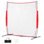 VEVOR Barricade Backstop Net, 7x7 ft Ball Sports Barrier Netting, Portable Practice Equipment with Carry Bag, Protection Screen for Baseball Softball Lacrosse Soccer Hockey Training, for Backyard