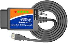 USB OBD2 ELM327 Scanner Reader USB to OBD2 Cable ELM327 Scanner Adapter Diagnostic Scan Tools OBD2 to USB OBDii ELM 327 Interface Code Reader for Ford GM Chevy Lincoln etc for Laptop PC