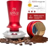 StealthActive&Co Espresso Tamper Set – 53mm Coffee Tamper Set with Coffee Distributor Tool, Espresso Tamping Mat – Spring-Loaded Hand Tamper with Aluminum Alloy Handle, Stainless Steel Base