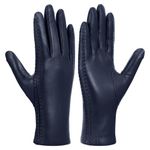 GSG SINCE 1998 Womens Winter Gloves Touchscreen Genuine Leather Gloves Wool Lined Warm Driving Gloves Sheepskin Navy Blue Small