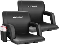 VIVOHOME Portable Reclining Stadium Seat Chairs for Bleachers with Padded Backrest and Adjustable Armrests, Set of 2