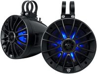 Rockville PT65BR Pair, 6.5" Powered Bluetooth LED Tower Speakers, Includes RGB Remote, 300W Peak Power, IPX6 Water Resistant, 360° Swivel Mount Black, Perfect for ATV/UTV/RZR/Cart