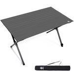 EVER ADVANCED 120X70CM Folding Camping Table with Slatted Top, Aluminium Roll Up Table Height Adjustable, Fold Up Table for 4-6 People, Folding Table with Carrying Bag for Picnic Garden BBQ, Grey