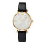 Emporio Armani Watch for Women, Two Hand Movement, 32 mm Gold Stainless Steel Case with a Leather Strap, AR1910