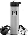 Insulated Water Bottle with Straw Lid - 22 Oz (3 Lids) - Cold 24hrs & Hot 12hrs Drinks - Vacuum Leakproof Double Walled Stainless Steel - Travel Sports Gym Camping & Hiking Hydration Flask