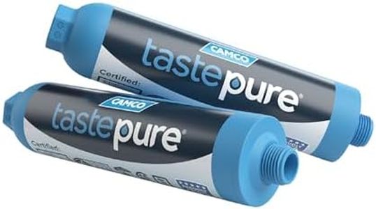 Camco 40045 TastePURE Inline RV Water Filter, Greatly Reduces Bad Taste, Odors, Chlorine and Sediment in Drinking Water (2 Pack)