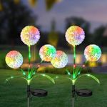 Solar Lights Outdoor, 2 Pack Solar Dandelion Garden Lights with 2 Lighting Modes, Solar Lights with 45 Bright Colorful LEDs Waterproof for Garden, Yard, Pathway, Lawn and Wedding Decoration (Colorful)