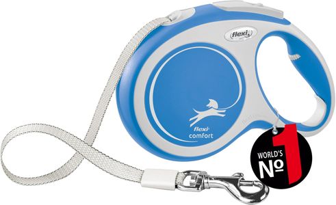 Flexi New Comfort L Tape Dog Leash, 8m – Blue, Braking System