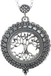 Tree of Life 4x Magnifier Magnifying Glass Sliding Top Magnet Pendant Necklace 30