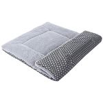 Vejaoo Dog Bed Mat Washable Cat Cushion Soft Premium Plush Dogs Mattress Sofa Dual Purpose Clearance for Small/Medium/Large Dog XZ014 (M (75 * 50CM), Short Plush Grey)