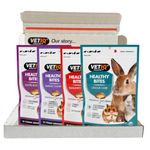 VETIQ Healthy Bites Small Animals Variety Pack 4x30g For Hamster, Guinea Pig & Rabbit Treats, Odour control, Nutrition booster, immune system care, calming remedy, dental care with no preservatives