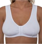 Gemm Women's Front Fastening Mastectomy Bras with Pockets Non Wired Soft Cotton White