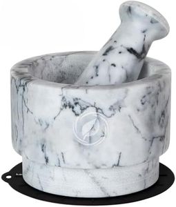 Laevo Mortar and Pestle Set (Large) | White Marble | Stone Spice Grinder | 2.1 Cup Capacity | 5.5 inch | Reversible | Molcajete Mexicano | Guacamole, Pesto, Spices | Large Mortar & Pestles | Gift Set