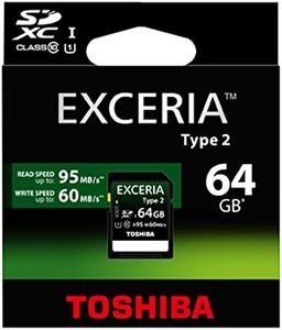 Toshiba EXCERIA Tipo 2 Scheda di Memoria Flash SDXC UHS-I, 64 GB, Nero