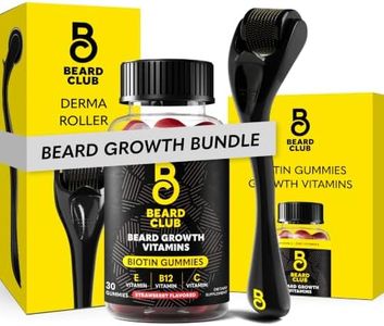 The Beard Club Derma Roller and Beard Growth Gummies Bundle - Mens Grooming Kit with 540 Titanium Microneedle Face Roller 0.25 mm and Biotin Vitamin Gummy Supplement for Facial Hair