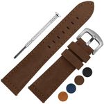 DBLACK ''BUZZ'' Genuine Leather Watch Straps, Matte Finish, Quick Release, Leather Watch Strap // For 20mm, 22mm, or 24mm Genuine Leather Watch Bands (Choose Your Size & Color) (Brown, 20mm)