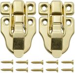 SDTC Tech 2-Pack Antique Duckbilled Toggle Latch Wooden Box Spring Loaded Hasp Latch Catch with Screws for Jewelry Box Cabinet Toolbox Trunks (Gold)