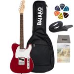 Fender Squire Debut Series Telecaster Electric Guitar with Gig-Bag, Polishing Cloth, Strap, Picks & E-Book - Dakota Red