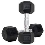 Bovvflex Dumbbells Set of 2 Hex Rubber Encased Dumbbells, Weights Dumbbells Set with Metal Handle for Exercise and Fitness