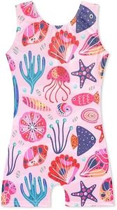 HOZIY Leotards for Toddler Girls Gymnastics 2t 3t Kids Orange Colorful Shell Seaweed Starfish Octupus Sea Underwater World Gymnastic Biketard Outfit Clothing Sparkle