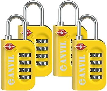 TSA Approved Luggage Lock - 4 Digit Combination Padlocks with a Hardened Steel Shackle - Travel Locks for Suitcases & Baggage, YELLOW 4 PACK, Compact