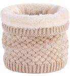 Neck Warmer Scarf for Women Men Warm Ski Neck Gaiter Fleece Knitted Circle Loop Scarf (Solid Beige)