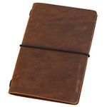 newestor Pocket Travelers Notebook, Refillable Leather Travel Journal for Men & Women, Small Notebook Cover for Field Notes, Moleskine Small 10x15cm, Brown