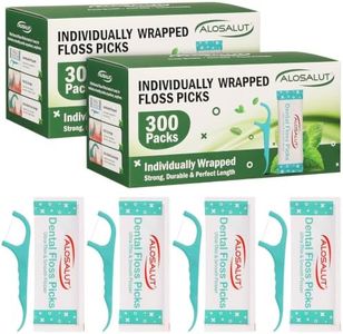 600 Pack Individually Wrapped Dental Floss Picks - Mint Flavored Floss Sticks for Fresh Breath - Strong Smooth & Shred Resistant Tooth Picks - Portable Dental Flossers Oral Care for Home Travel Office