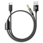 USB C to 3.5mm Aux Cable, 2 in 1 USB C to 3.5mm Car Stereo Aux Headphone Jack Cable with USB C Charging Compatible with iPhone 15/15+/15Pro, Galaxy S24/S23 Ultra/S22/S21/S21FE/S20, Pixel 8/7Pro/6/6Pro