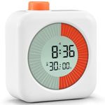 EooCoo Visual Timer Digital, 60-Minute 3-in-1 Countdown Rotation Timer for Kids and Adults, LCD Screen Pomodoro Time Management Education Tool for Kitchen, School, Office - White