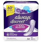 Always Discreet, Incontinence & Postpartum Pads For Women, Size 6 Drops, Extra Heavy Long Absorbency, 54 Count