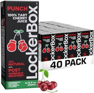 LockerBox Punch 100% Tart Cherry (40 Pack) 6.75 oz Juice Box with Straw | Organic, Sugar Free, Zero Caffeine Drink for Post Exercise Muscle Recovery, Natural Sleep Support, and Clean Daily Hydration