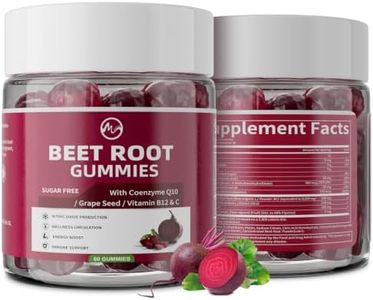 M inch Beet Root Gummies with Nitric Oxide Supplement with Beetroot, Grape Seed, Coq10, Folic Acid, Vitamin C, B3 & B12 for Energy Boost & Circulation Support, Pomegranate Flavor, 2 Packs