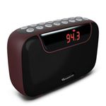 Amkette Pocket Blast FM Radio with Bluetooth, Powerful Sound, Voice/FM Recording, Hidden Antenna, 7+ Hours Playback (USB-C Charging), and Number Pad (AUX, SD Card, USB Input) (Brown)