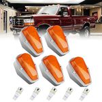 5pcs Cab Marker Roof Running Light Amber Cover Lens With T10 White LED Bulbs Replacement For 1973-1997 Ford F-250 F-350 F Series Pickup Super Duty Trucks