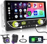 Hikity Double Din Car Stereo Wireless CarPlay Android Auto, 2 Din Bluetooth Car Radio Receiver with 6.9 Inch Touchscreen Mirror Link USB FM Type-C SD FM Radio Smart Car Screen+ Reversing Camera