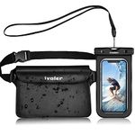 ivoler Waterproof Pouch Bag + Phone Case, Ultra Clear Waterproof Pouch Phone Dry Bag for Under 6.5 inch, Long Adjustable Waist Strap for Ourdoor Water Sports Fishing, Swim, Boating, Kayaking, Hiking