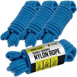 Boat Dock Lines (4 Pack) 3/8 X 15' Double Braided Boat Ropes for Docking with 12" Eyelet. Marine Grade Nylon Material & Damage Resistant Line Fibers for Secure Docking