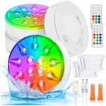 Pool Lights for Above Ground Inground Pool, Underwater Rechargeable Submersible LED Lights with Remote, IP68 Waterproof, Pool Light for Hot Tub, Shower, Vase, Fountain, Aquarium, Bath, Party, 4 Pack