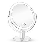 Fabuday Magnifying Makeup Mirror Double Sided, 1X 10X Magnification Mirror, Table Top Vanity Mirror, Transparent, Framed, Tabletop Mount, Round