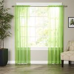 Elegant Comfort Luxury Sheer Curtains, Window Treatment Curtain Panels with Rod Pocket for Kitchen, Bedroom and Living Room, Set of 2, 40" x 84" Long, Lime