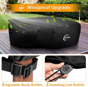 Kipiea Square Outdoor Furniture Cover – Waterproof 420D Heavy Duty, 200x200x90cm
