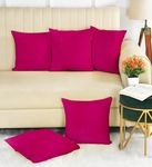 IVAZA Velvet Decorative Cushion Cover 16x16 Inch - Set of 5, Soft Solid Square Throw Pillow Covers for Sofa, Living Room or Home Decor - 40x40cm Hot Pink