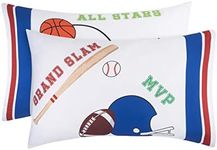 Everyday Kids 2-Pack Standard Size Pillowcases fit Pillows 20 x 26” -100% Soft Breathable Microfiber - Perfect for Toddler Little Boy Twin/Full Size Bed - Sports